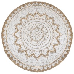vidaXL Teppich Jute Geflochten Bedruckt 210 cm Rund