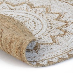 vidaXL Teppich Jute Geflochten Bedruckt 210 cm Rund