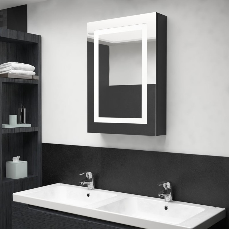 vidaXL LED-Spiegelschrank fürs Bad Glänzend Schwarz 50x13x70 cm vidaXL LED-Spiegelschrank fürs Bad Glänzend Schwarz 50x13x70 cm