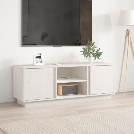 vidaXL TV-Schrank Weiß 110x35x40,5 cm Massivholz Kiefer