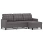3-Sitzer-Sofa mit Hocker Grau 180 cm Kunstleder 3-Sitzer-Sofa mit Hocker Grau 180 cm Kunstleder
