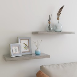 vidaXL Schweberegale 2 Stk. Betongrau 60x23,5x3,8 cm MDF 