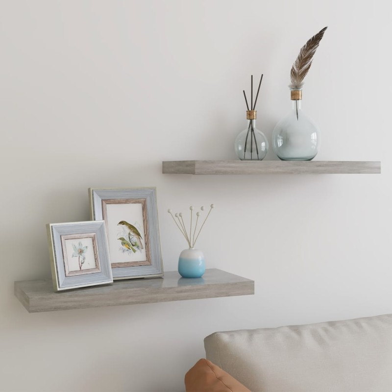 vidaXL Schweberegale 2 Stk. Betongrau 60x23,5x3,8 cm MDF vidaXL Schweberegale 2 Stk. Betongrau 60x23,5x3,8 cm MDF