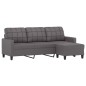 3-Sitzer-Sofa mit Hocker Grau 180 cm Kunstleder 3-Sitzer-Sofa mit Hocker Grau 180 cm Kunstleder