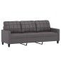 3-Sitzer-Sofa mit Hocker Grau 180 cm Kunstleder 3-Sitzer-Sofa mit Hocker Grau 180 cm Kunstleder