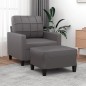 vidaXL Sessel mit Hocker Grau 60 cm Kunstleder vidaXL Sessel mit Hocker Grau 60 cm Kunstleder