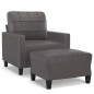 vidaXL Sessel mit Hocker Grau 60 cm Kunstleder vidaXL Sessel mit Hocker Grau 60 cm Kunstleder