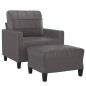 vidaXL Sessel mit Hocker Grau 60 cm Kunstleder vidaXL Sessel mit Hocker Grau 60 cm Kunstleder