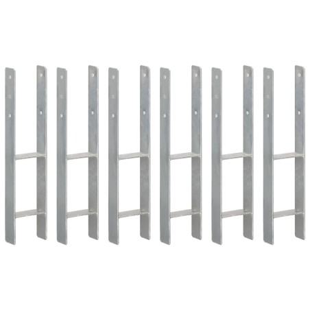 vidaXL Pfostenträger 6 Stk. Silbern 12×6×60 cm Verzinkter Stahl