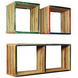 vidaXL Wandregal-Set 3-tlg. Recyceltes Teak Massiv Mehrfarbig