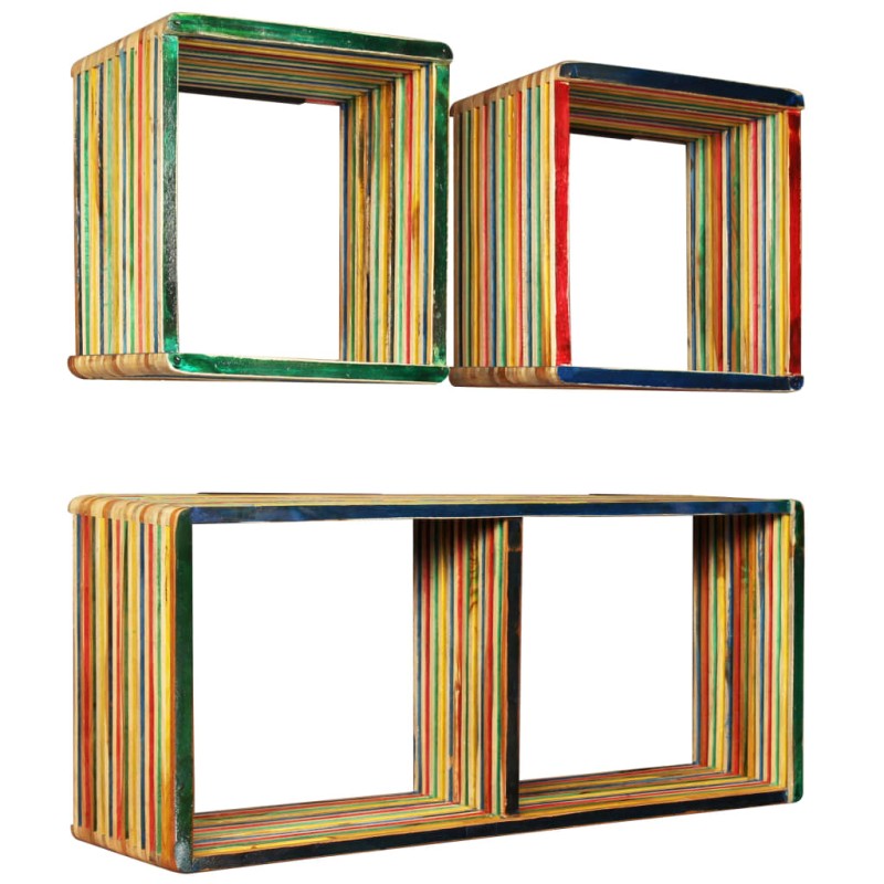 vidaXL Wandregal-Set 3-tlg. Recyceltes Teak Massiv Mehrfarbig vidaXL Wandregal-Set 3-tlg. Recyceltes Teak Massiv Mehrfarbig