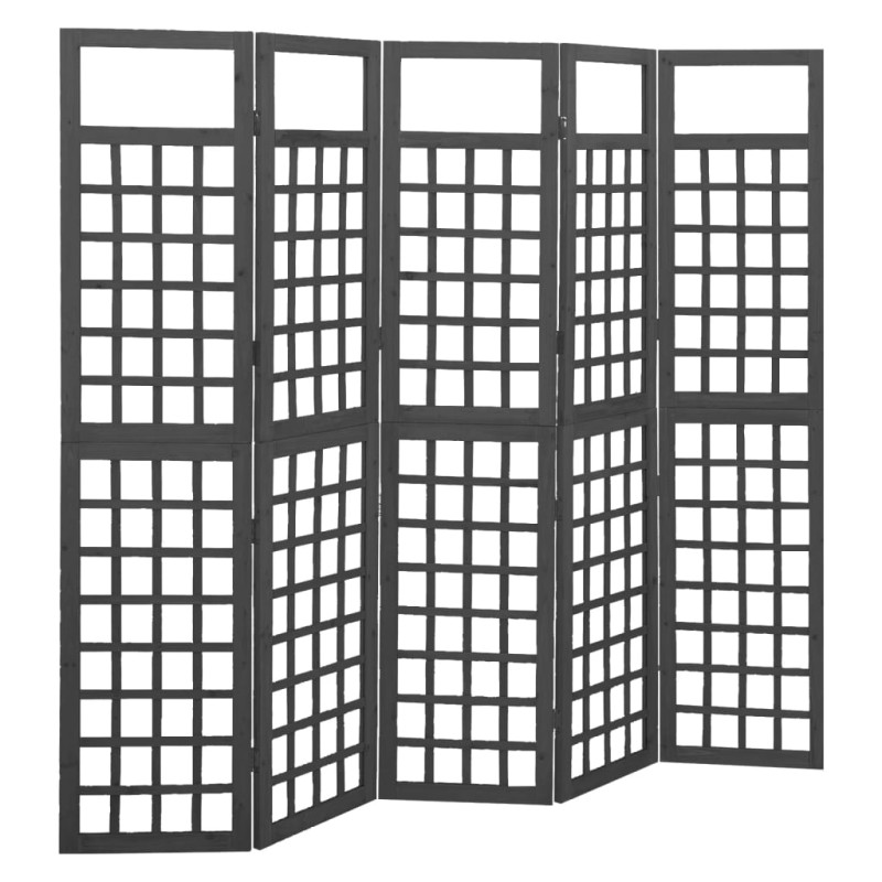 vidaXL 5-tlg. Paravent/Spalier Massivholz Tanne Schwarz 201,5x180 cm vidaXL 5-tlg. Paravent/Spalier Massivholz Tanne Schwarz 201,5x180 cm