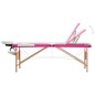 vidaXL Massageliege Klappbar 3-Zonen mit Holzgestell Weiß und Rosa vidaXL Massageliege Klappbar 3-Zonen mit Holzgestell Weiß und Rosa