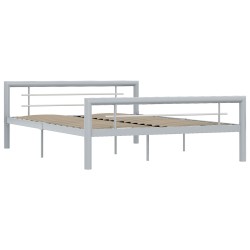 vidaXL Bettgestell Grau und Weiß Metall 160 × 200 cm