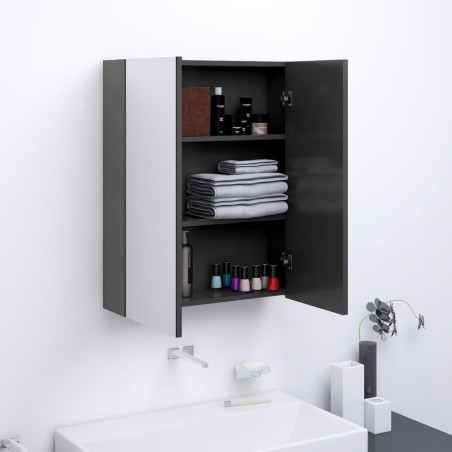 vidaXL Bad-Spiegelschrank 60x15x75 cm MDF Grau