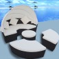 vidaXL Outdoor-Loungebett mit Dach Poly Rattan Schwarz vidaXL Outdoor-Loungebett mit Dach Poly Rattan Schwarz