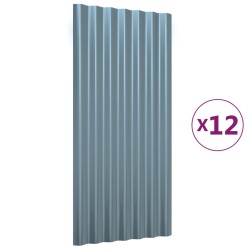 vidaXL Dachpaneele 12 Stk. Pulverbeschichteter Stahl Grau 80x36 cm