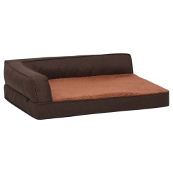 vidaXL Hundematratze Ergonomisch 75x53 cm Leinenoptik Fleece Braun