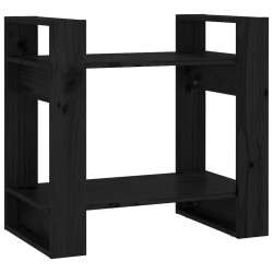 vidaXL Bücherregal/Raumteiler Schwarz 60x35x57 cm Massivholz Kiefer