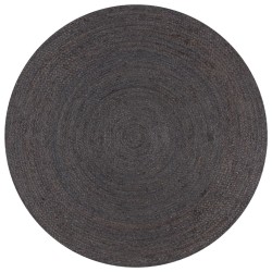 vidaXL Teppich Handgefertigt Jute Rund 90 cm Dunkelgrau