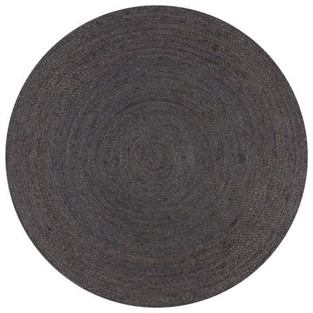 vidaXL Teppich Handgefertigt Jute Rund 90 cm Dunkelgrau