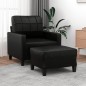 Sessel mit Hocker Schwarz 60 cm Kunstleder Sessel mit Hocker Schwarz 60 cm Kunstleder