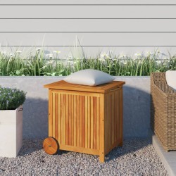 vidaXL Gartentruhe mit Rollen 60x50x58 cm Massivholz Akazie 