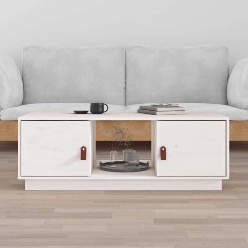 vidaXL Couchtisch Weiß 100x50x35 cm Massivholz Kiefer vidaXL Couchtisch Weiß 100x50x35 cm Massivholz Kiefer