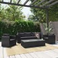 7-tlg. Garten-Lounge-Set mit Auflagen Poly Rattan Schwarz 7-tlg. Garten-Lounge-Set mit Auflagen Poly Rattan Schwarz