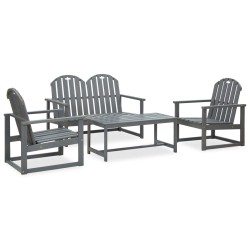 vidaXL 4-tlg. Garten-Lounge-Set Grau Massivholz Akazie