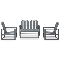 vidaXL 4-tlg. Garten-Lounge-Set Grau Massivholz Akazie