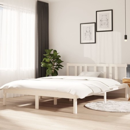 vidaXL Massivholzbett Weiß 140x200 cm