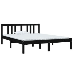 vidaXL Massivholzbett Schwarz 140x190 cm