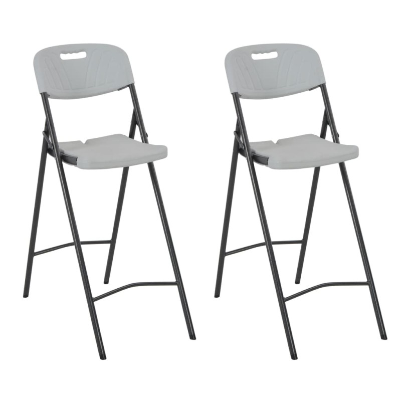 vidaXL Klappbare Barstühle 2 Stk. HDPE und Stahl Weiß vidaXL Klappbare Barstühle 2 Stk. HDPE und Stahl Weiß