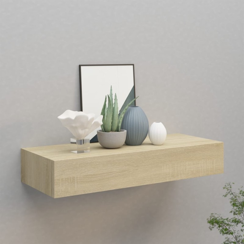 vidaXL Wand-Schubladenregal Eichenoptik 60x23,5x10 cm MDF vidaXL Wand-Schubladenregal Eichenoptik 60x23,5x10 cm MDF