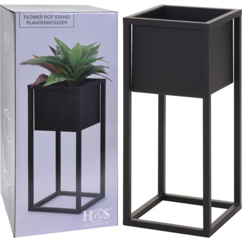 H&S Collection Blumentopf mit Ständer Metall Schwarz 50 cm H&S Collection Blumentopf mit Ständer Metall Schwarz 50 cm