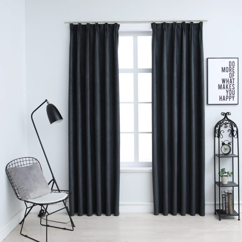 vidaXL Verdunkelungsvorhänge mit Haken 2 Stk. Anthrazit 140x225 cm vidaXL Verdunkelungsvorhänge mit Haken 2 Stk. Anthrazit 140x225 cm