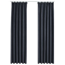 vidaXL Verdunkelungsvorhänge mit Haken 2 Stk. Anthrazit 140x225 cm