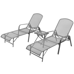 vidaXL Sonnenliegen 2 Stk. mit Tisch Stahl Anthrazit