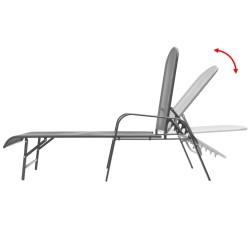 vidaXL Sonnenliegen 2 Stk. mit Tisch Stahl Anthrazit
