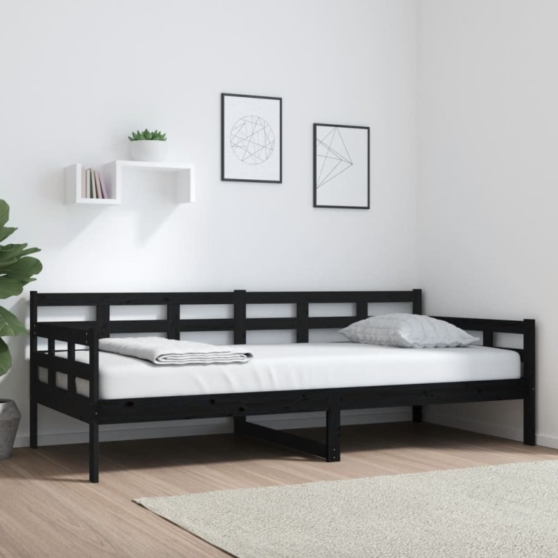 vidaXL Tagesbett Schwarz Massivholz Kiefer 90x200 cm vidaXL Tagesbett Schwarz Massivholz Kiefer 90x200 cm