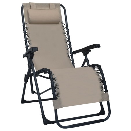 Klappbarer Liegestuhl Taupe Textilene