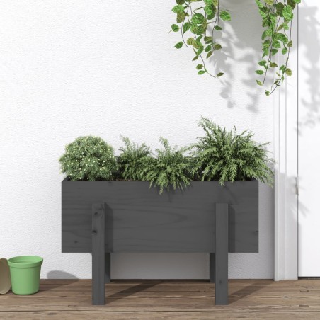 vidaXL Pflanzkübel Grau 62x30x38 cm Massivholz Kiefer