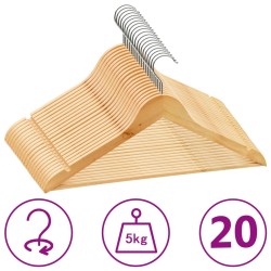 vidaXL 20 Stk. Kleiderbügel-Set Rutschfest Hartholz   