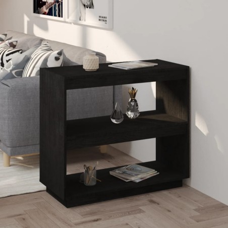 vidaXL Bücherregal Schwarz 80x35x71 cm Massivholz Kiefer