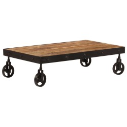 vidaXL Couchtisch mit Rädern Massivholz Mango 100 x 60 x 26 cm
