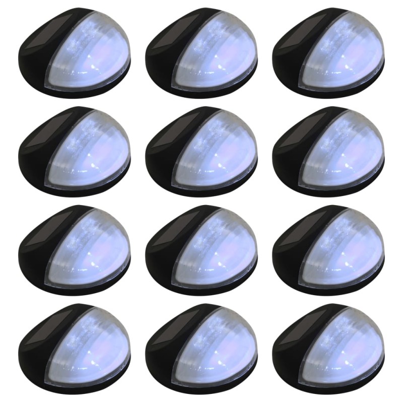 vidaXL Outdoor Solar-Wandleuchten LED 12 Stk. Rund Schwarz vidaXL Outdoor Solar-Wandleuchten LED 12 Stk. Rund Schwarz