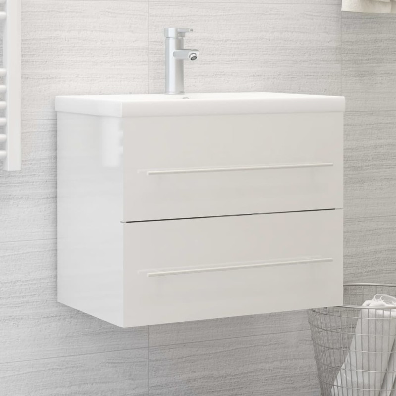 vidaXL Waschbeckenunterschrank Hochglanz-Weiß 60x38,5x48 cm vidaXL Waschbeckenunterschrank Hochglanz-Weiß 60x38,5x48 cm