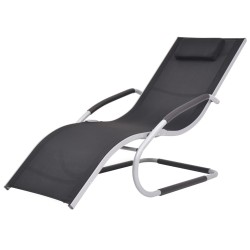 vidaXL Sonnenliege mit Kissen Aluminium und Textilene Schwarz