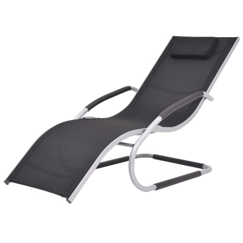 vidaXL Sonnenliege mit Kissen Aluminium und Textilene Schwarz vidaXL Sonnenliege mit Kissen Aluminium und Textilene Schwarz